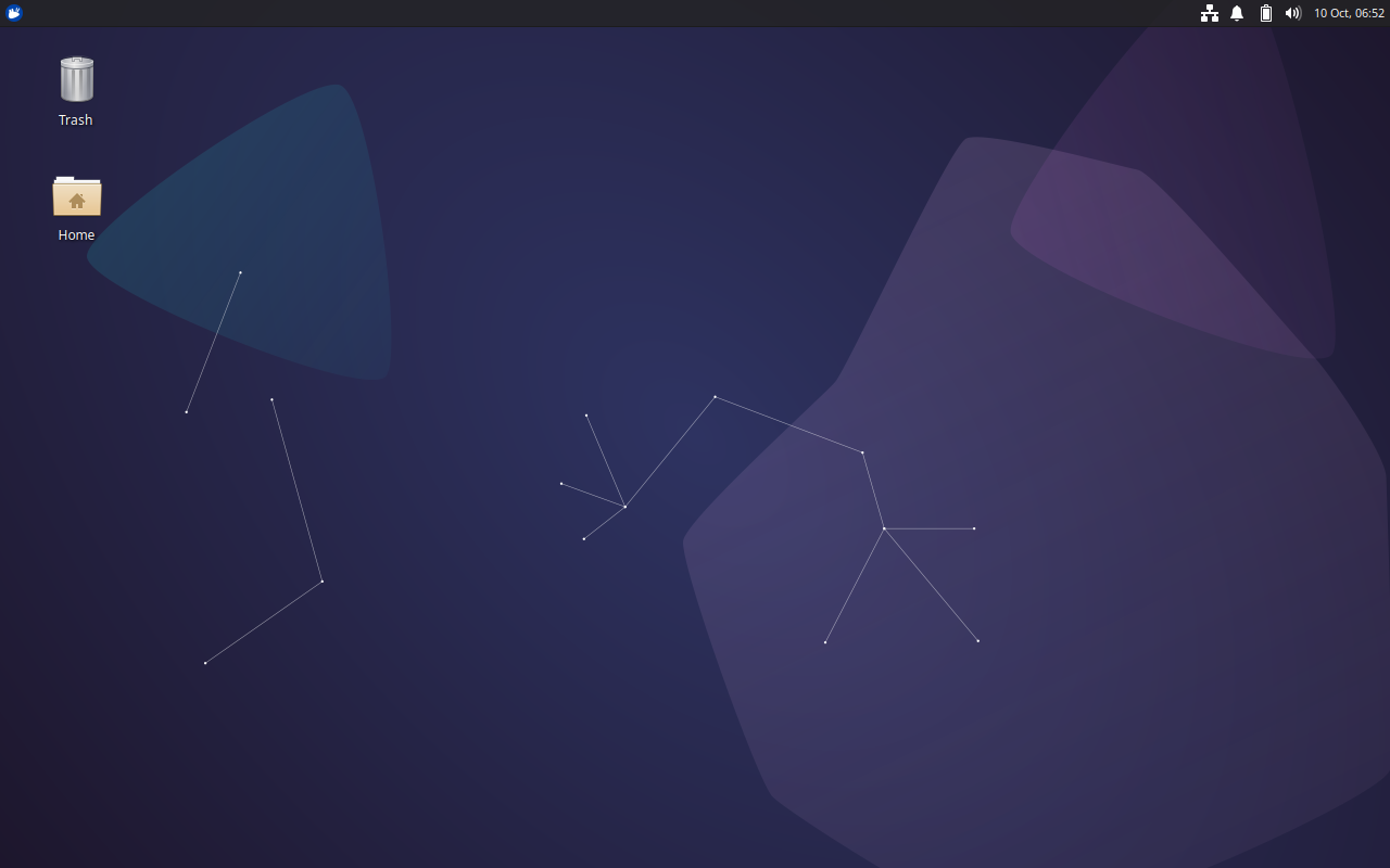 The Xubuntu 23.10 desktop, featuring the latest wallpaper by Xubuntu’s own Pasi Lallinaho